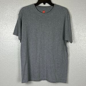Hanes X-Temp Mens Size M Solid Grey Basic Crew Neck Cotton Blend Tagless T-shirt